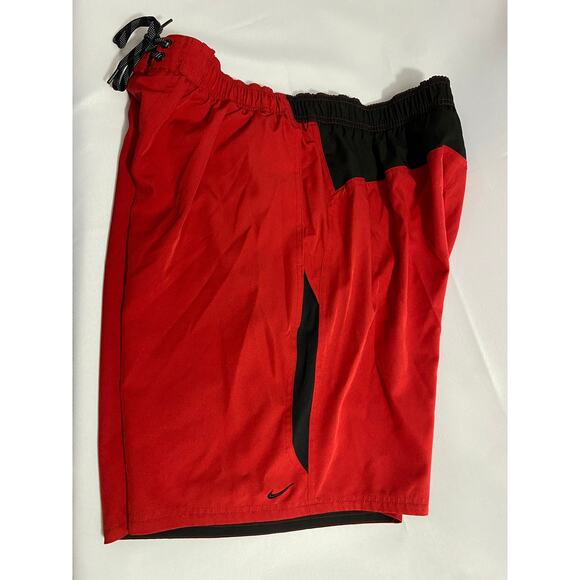 Nike Red Black Athletic Shorts XXL Mesh Lined Drawstring Waist - Picture 5 of 11